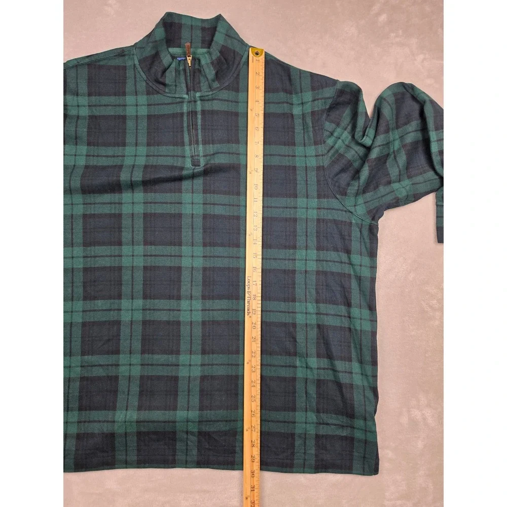 Polo Ralph Lauren Estate Rib Quarter Zip Sweater Mens XXL Green Black Plaid